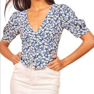 Reformation Poire Floral Wrap Blouse, Size 4